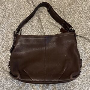 Coach brown pebbled leather Coach hobo shoulder bag, similar to model F15064